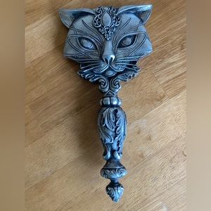 Cast resin silver cat mirror